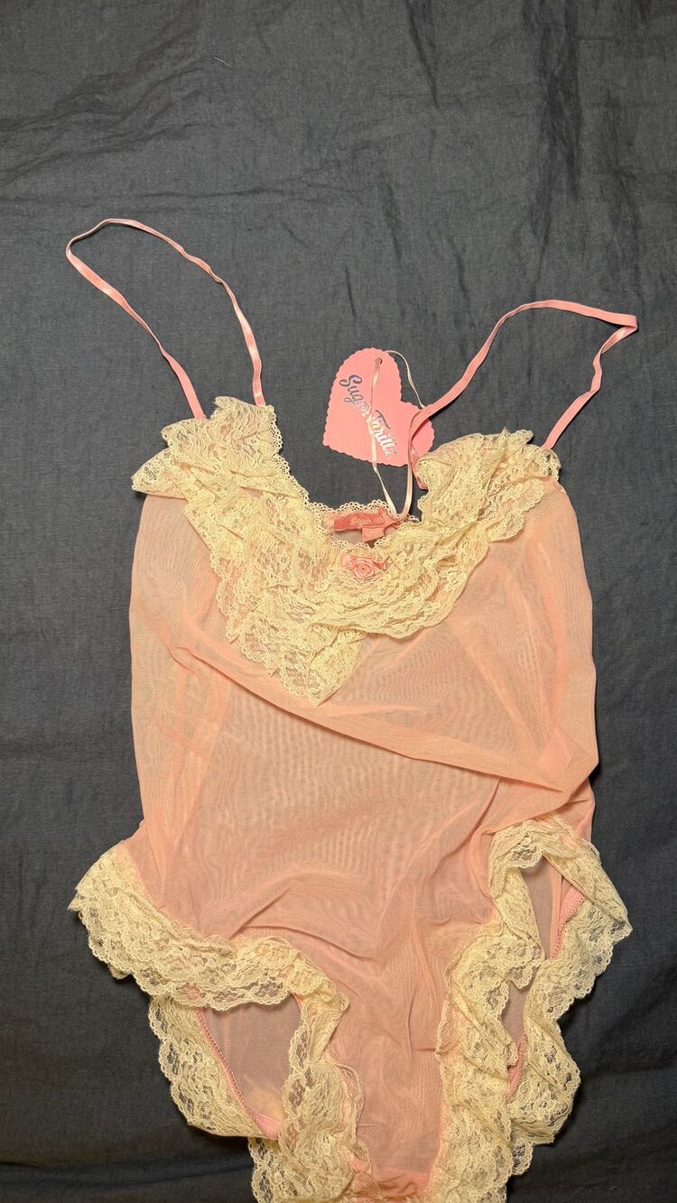 NWT Dolls Kill Sugar Thrillz Pink Mesh Lace Bodysuit